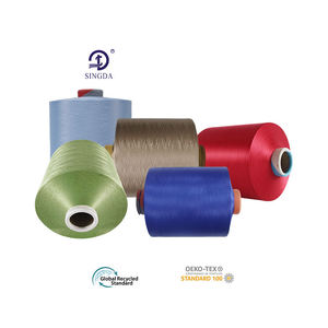 Shuyuan GRS, переработанная цветная пряжа 75d/72f/2 слоя, окрашенная пряжа DTY, индивидуальная цветная пряжа, 100% ПОЛИЭФИРНАЯ ТЕКСТУРИРОВАННАЯ пряжа - Product Image 1