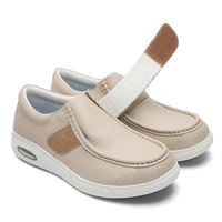 Chaussures de marche décontractées antibactériennes et antidérapantes pour diabétiques, baskets de grossesse pour mamans, avec empeigne en cuir et semelle intermédiaire en mousse à mémoire de forme