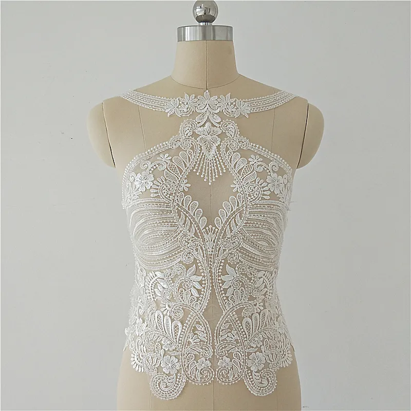 DELACE unique neckline nail bead embroidery hang neck luxury applique for weddingdress ornament