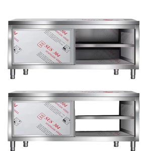 Mesa de Trabajo de Acero Inoxidable, Resistente, para <span class=keywords><strong>Cocina</strong></span> Comercial, Mesa de Preparación de Alimentos con Estante Superior y Gabinete de Almacenamiento Superior - Product Image 1
