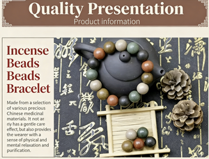 Bracelet en perles de bois parfumées aux cinq é<span class=keywords><strong>l</strong></span>éments, fait main, naturel pur, perles de poire d'oie de médecine traditionnelle chinoise - Product Image 5