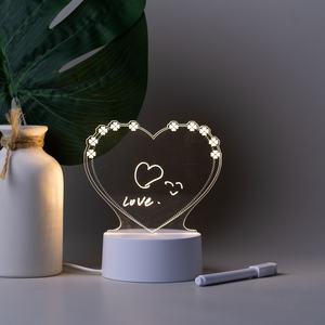Cadeau créatif, tableau lumineux 3D en acrylique transparent réinscriptible avec base en bois, stylo inclus, pour messages et notes - Product Image 4