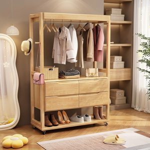 Modern Wood <b>Coat</b> Rack <b>with</b> <b>Shelves</b> and <b>Hooks</b> Freestanding Storage for Bedroom Living Room Furniture Scandinavian Design - Product Image 4