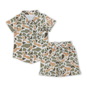 Ensemble de vêtements d'été pour garçons, t-shirts à poches camouflage, hauts et shorts - Product Image 4