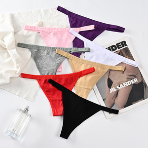 Culotte string en coton pour femme, confortable, respirante, sexy, taille basse, extensible, multicolore (7 couleurs), tailles M-L, ODM, couleur unie, style bikini - Product Image 1