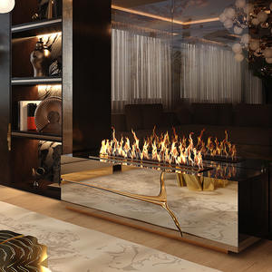 Buffet de luxe au design contemporain avec cheminées en marbre coulé en cuivre <span class=keywords><strong>laqué</strong></span> très brillant pour meubles de salon <span class=keywords><strong>TV</strong></span> - Product Image 3