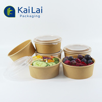 Bol à salade en papier kraft biodégradable, écologique, recyclable, de qualité alimentaire, personnalisé, avec couvercle