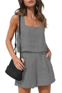 FTS Full End-To-End 1688 Sourcing Agent Breathable Square Neck <b>Linen</b> <b>Two</b>-<b>Piece</b> Casual Summer Outfit DDP Shipping Low Commission - Product Image 1