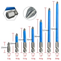 Embouts de tournevis professionnels antidérapants PH2, 7 pièces, magnétiques, tête simple, Phillips S2, pour outils de construction