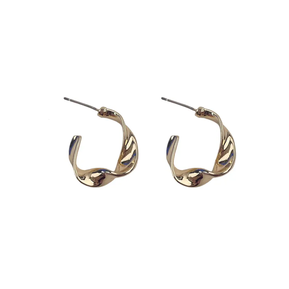 KITI Boucles d'oreilles classiques vintage à petit nœud torsadé Bijoux en métal plaqué or Boucles d'oreilles rondes géométriques torsadées pour femmes