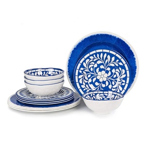 la fábrica del OEM de melamina de 12 piezas los platos de la cena de interior al aire libre de uso ligero lavavajillas azul - Product Image 2