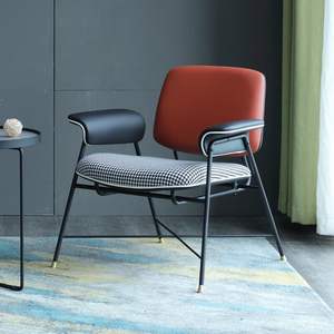 Fauteuil moderne de salon en cuir de luxe antique de style scandinave français <span class=keywords><strong>vintage</strong></span> en tissu design - Product Image 1