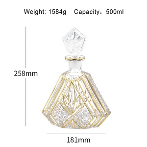 N9 Luxury Goldline Crystal Whiskey Decanter Modern Design Gold Rim Bouteille de vin en verre avec logo personnalisé pour les fêtes et les cadeaux - Product Image 2