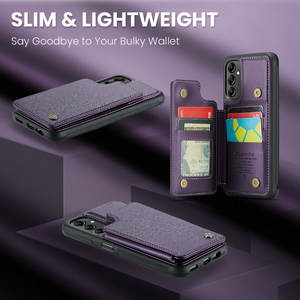 Funda de Cuero Tipo Libro para Samsung <span class=keywords><strong>Galaxy</strong></span> A14 A24 A34 A54 <span class=keywords><strong>A74</strong></span>, Funda Trasera Magnética de Lujo con Carga Inalámbrica para Samsung A14 - Product Image 2