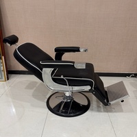 Chaise de barbier hydraulique robuste avec appui-tête réglable, pompe hydraulique, cuir PU de qualité supérieure, pour salon de coiffure commercial