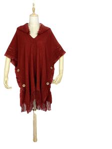 Femme Vintage <span class=keywords><strong>Plaid</strong></span> Tricoté Tassel <span class=keywords><strong>Poncho</strong></span> Châle Cape Bouton Cardigan Avec <span class=keywords><strong>Capuche</strong></span> - Product Image 6