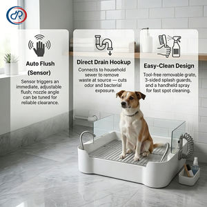 OKKPETS Nouvelle Conception Toilette Automatique <span class=keywords><strong>pour</strong></span> <span class=keywords><strong>Chien</strong></span> avec Capteur de Chasse d'Eau, Toilette Intelligente Auto-Nettoyante <span class=keywords><strong>pour</strong></span> Animaux, Modèle Compact <span class=keywords><strong>pour</strong></span> Chiens - Product Image 3