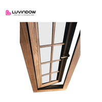 Ventanas Abatibles de Madera Maciza de Diseño Simple Estándar Australiano, Ventana Abatible de Madera Revestida de Aluminio con Doble Vidrio