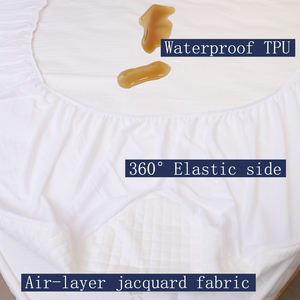 Protège-<span class=keywords><strong>matelas</strong></span> imperméable en polyester jacquard à couche d'air, 250 g/m², 100 % polyester, enduit TPU, jupe tricotée 80 g/m² - Product Image 4