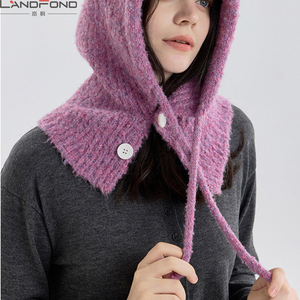 Landfond Nouveauté : Bonnet Cache-Cou Intégré en Laine Mélangée Tricotée Style Fil Anneau pour <span class=keywords><strong>Femme</strong></span> – Idéal Automne/Hiver - Product Image 3