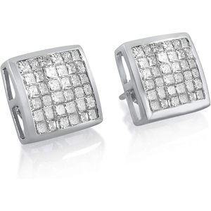 ต่างหูเพชรออร์นาติส 1.85 กะรัต ทรงปรินเซสคัท ทองคำขาว 14K แบบมองไม่เห็นการติดตั้ง เหมาะสำหรับผู้หญิงสวมใส่ทุกวัน - Product Image 1