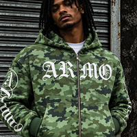 Ensemble de survêtements décontractés pour hommes, personnalisé par le fabricant, avec sweat à capuche zippé en coton camouflage, style streetwear, coupe oversize et ample