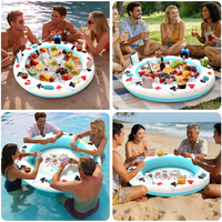 Table de jeu gonflable ronde et grande pour sports nautiques, table de poker flottante pour piscine, porte-boissons, plateau à glace gonflable, bar buffet