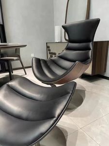 Fauteuil d'appoint confortable pour salon, design Fjords Bentwood Lund & Paarmann Lobster, avec pouf - Product Image 5