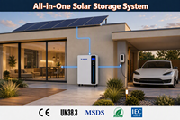 Système d'énergie domestique hybride intégré au réseau ODM 5kW 5.12kWh 51.2V 100Ah LiFePO4, solution clé en main, solution tout-en-un, logo personnalisé OEM