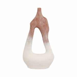 Vaso moderno in terracotta con curva aperta sagomata per soggiorno, decorazione per la casa, vaso da tavolo per fiori - Product Image 1