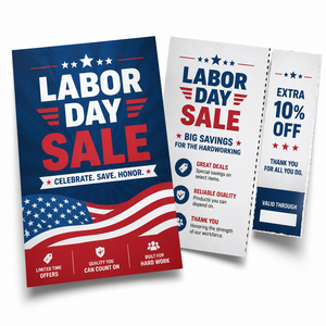 Impression personnalisée de prospectus promotionnels pour la Fête du Travail avec ligne de perforation, <span class=keywords><strong>et</strong></span> déchirure pour bon de réduction professionnel, pour les ventes de fin d'année - Product Image 1