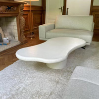 Extérieur luxe maison ovale moderne coofee table salon table à thé ronde pierre sculptée ronde travertin table basse