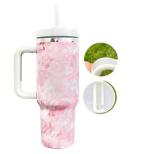Tie-Dye Wholesale Bulk <b>Large</b> H2.0 40oz Tumbler <b>Print</b> Stainless Steel Tumbler Mugs with Handle and Straw - Product Image 3