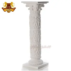 Pilar de columna romana europea de Venta caliente Pilar de talla de piedra de columna de mármol blanco para Decoración