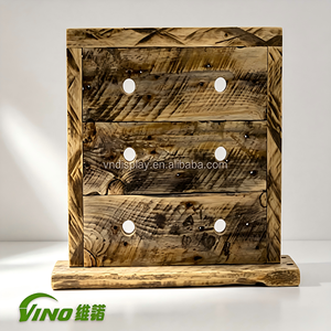 Expositor de Gafas de Sol de Madera Rústica Envejecida al por Mayor, Soporte de Mostrador de Doble Cara con Logotipo Grabado para 4 Gafas de Sol - Product Image 2