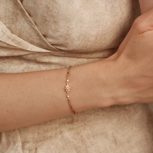 Star <b>Beaded</b> <b>Bracelet</b> With Zircon And Pearl Women's Fashion Charm Jewelry Zinc Alloy Chain Link Design - Product Image 3