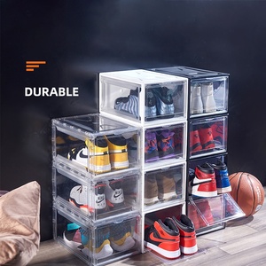 Plastic Shoe Storage Box Plastic Transparent Shoe Storage Box Wholesale Drop Front Magnetic Door Custom Logo Clear Pp Plastic Stackable Transparent Plastic Shoe Storage Sneaker Box