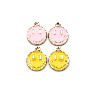 Smiley <b>Face</b> Round Zinc Alloy Jewelry Findings For Bracelet <b>Making</b> DIY Accessories Oil Dripping Finish F0149 - Product Image 3