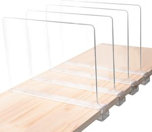 ที่ยึดชั้นวางทรงสี่เหลี่ยมผืนผ้า <span class=keywords><strong>PVC</strong></span> <span class=keywords><strong>ใส</strong></span>ทำจากอะคริลิค1แพ็คตัวแบ่งตู้อเนกประสงค์สำหรับห้องนั่งเล่นที่เก็บเสื้อผ้า - Product Image 4