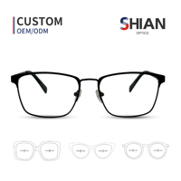 SHIAN SAO30 Monturas de Gafas Ópticas Metálicas Cuadradas para Hombre con Lentes de PC y Logotipo Personalizado para Todas las Formas de Rostro