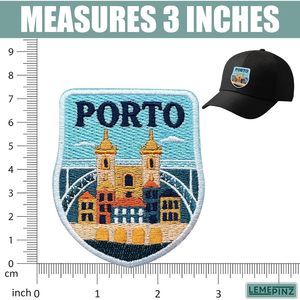 Patch brodé personnalisé Porto Portugal 3 pouces, thermocollant ou à coudre, applique en tissu pour voyage - Product Image 3