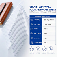 Panneaux de toiture creux de 8 mm et 10 mm pour la construction d'auvents de balcon, plaque en polycarbonate à double paroi