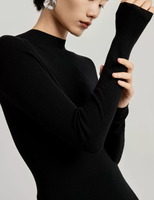 Pull en maille fine gris pour femme, coupe ajustée, en laine mérinos recyclée et cachemire fin, col rond, avec logo personnalisé, vente en gros