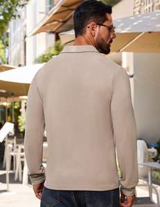 <span class=keywords><strong>Polo</strong></span> a maniche lunghe da uomo classica camicia da Golf Casual con colletto termico Pullover top da lavoro - Product Image 3