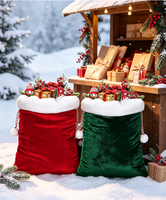 Sac de Noël en velours extra large, sac à cordon pour Noël, sac cadeau personnalisé pour la décoration des fêtes