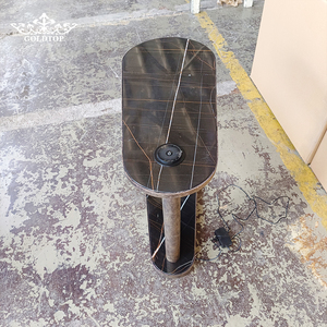 Goldtop Stone Customized Shape and Size Standard Project Lauren Black Gold <b>Marble</b> Stone Side Tables with Power Supply for Home - Product Image 3