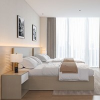 Ensemble de chambre d'hôtel moderne, cadre de lit double en bois pour chambre d'hôtes