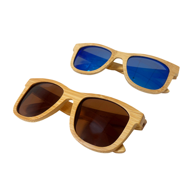 2026 Boy Girl Kids Polarized Bamboo Sunglasses Square Frame Mirror Lenses Retro Handmade Eco-Friendly Father's Day Sun Glasses