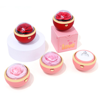 Boîte d'emballage vide pour bijoux avec dôme en acrylique rotatif en forme de rose pressée, étui rond mini pour bagues et colliers
