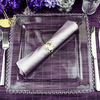 Assiettes en verre en gros avec bordure perlée, assiette carrée en verre